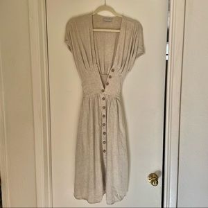 Linen blend midi dress - Dress Forum